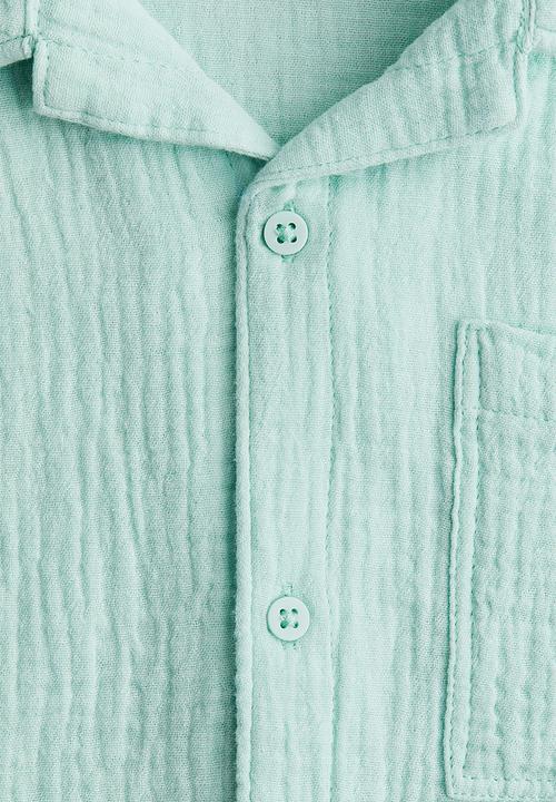 H&M - Cotton muslin resort shirt - light turquoise