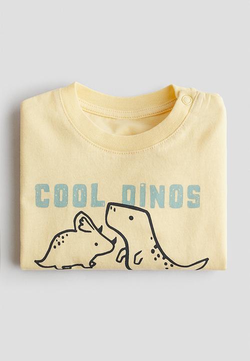 H&M - Printed cotton T-shirt - yellow/cool dinos