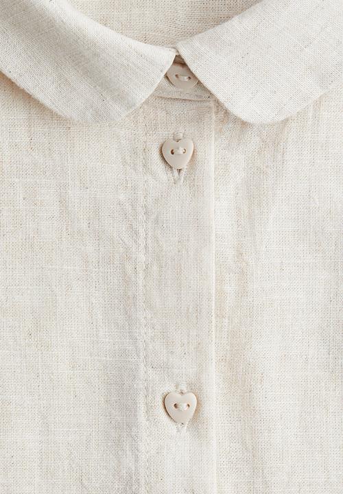 H&M - Linen-blend blouse - light beige