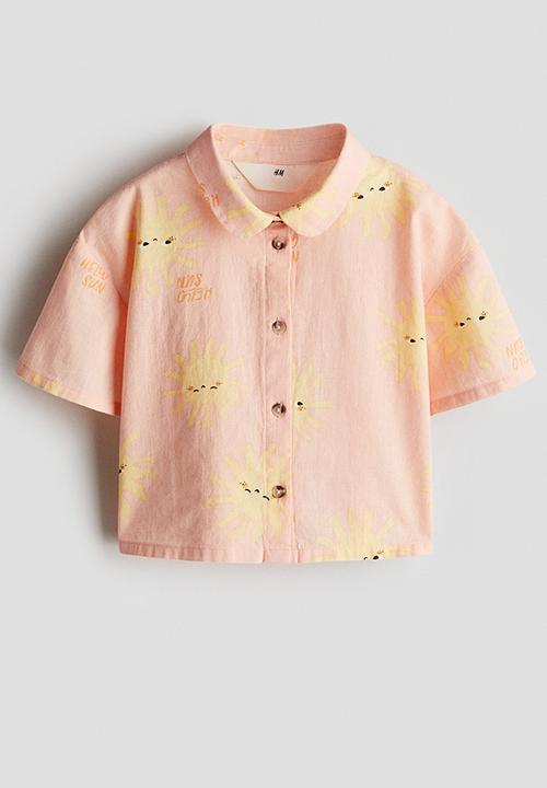 H&M - Linen-blend blouse - peach pink hello sun