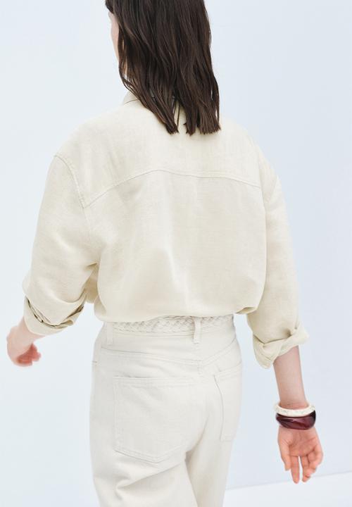 H&M - Mama before & after linen-blend shirt - light beige marl