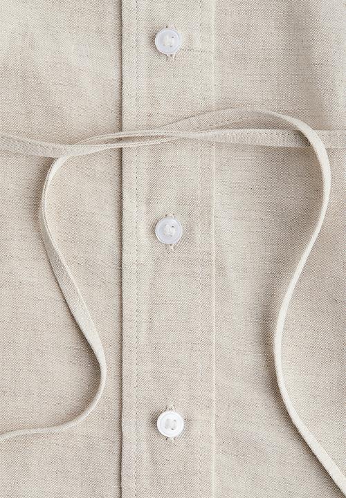 H&M - Mama before & after linen-blend shirt - light beige marl