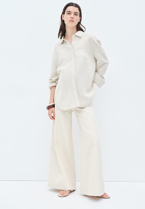 H&M - Mama before & after linen-blend shirt - light beige marl