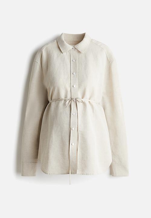H&M - Mama before & after linen-blend shirt - light beige marl