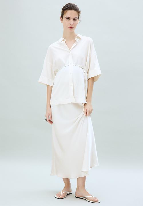 H&M - Mama before & after tie-belt shirt - cream
