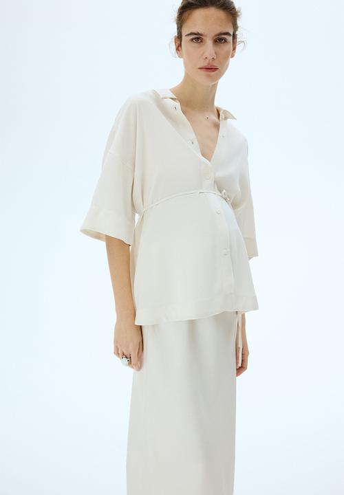 H&M - Mama before & after tie-belt shirt - cream