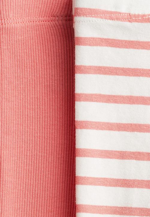 H&M - 2-Pack cycling shorts - coral pink/striped
