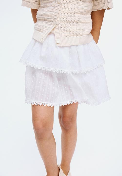 H&M - Tiered cotton skort - white