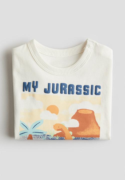 H&M - Printed cotton t-shirt - cream dinosaurs 
