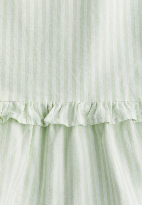 H&M - Cotton peplum top - light green striped