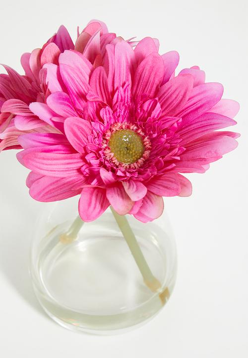 Silk By Design - 2 Fuchsia Gerberas & Tropical Breeze Diffuser Gift Set - pink