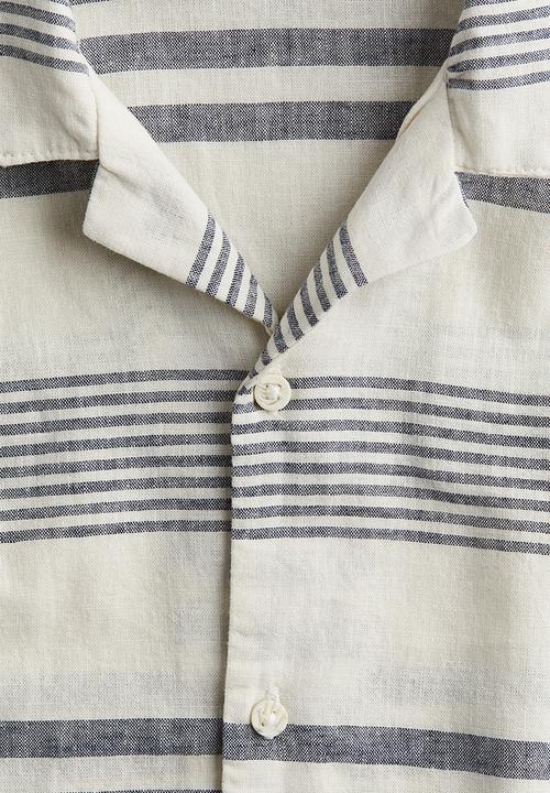 H&M - Cotton resort shirt - cream striped
