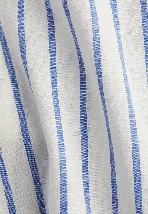 H&M - Linen-blend shirt - white & blue striped