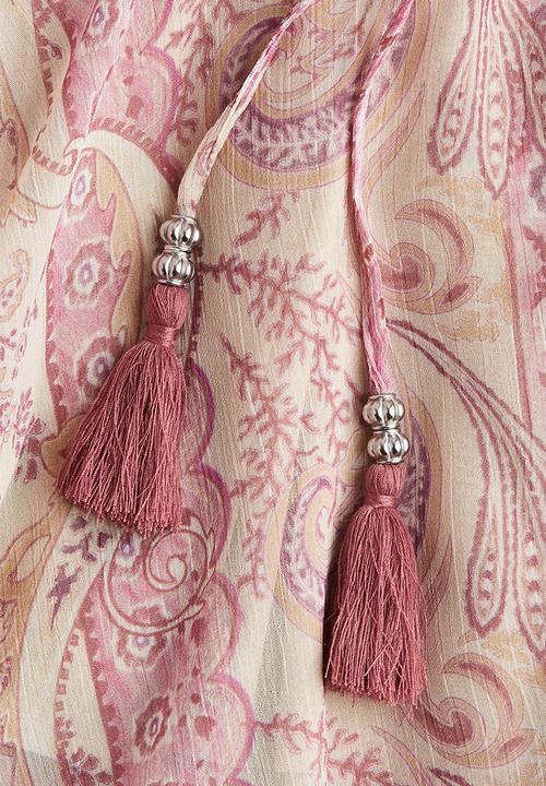 H&M - Airy drawstring shorts - beige paisley-patterned