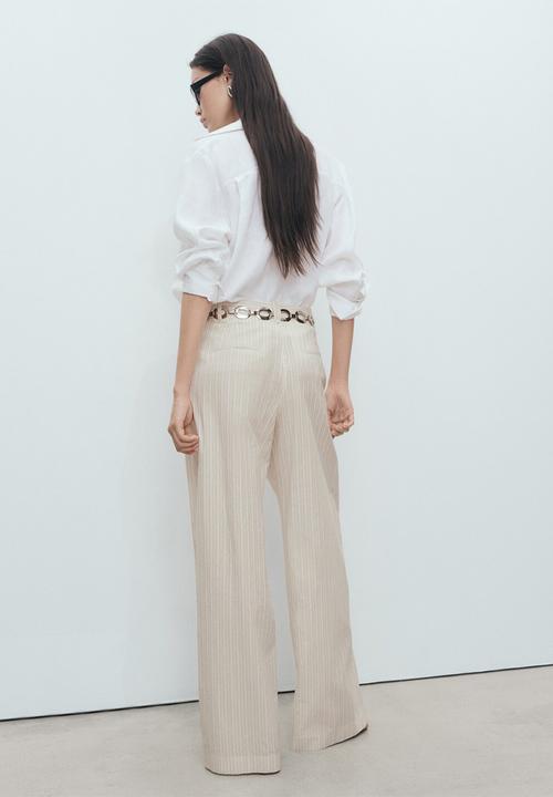 MANGO - Trousers Delta - Light/Pastel Gray