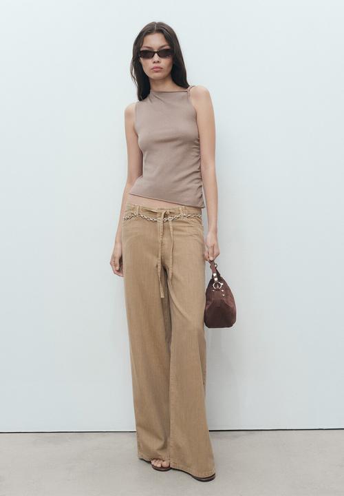 MANGO - Trousers Mery - Light/Pastel Brown