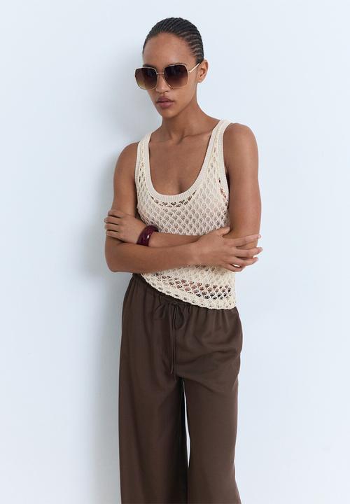 MANGO - Trousers Cel - Dark Brown
