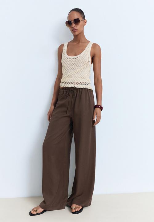 MANGO - Trousers Cel - Dark Brown