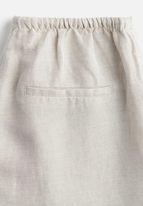 H&M - Straight linen-blend trousers - light beige