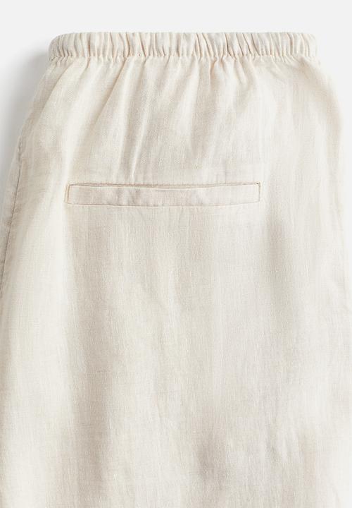 H&M - Linen drawstring trousers - light beige