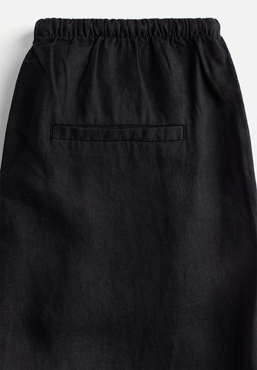 H&M - Linen drawstring trousers - black