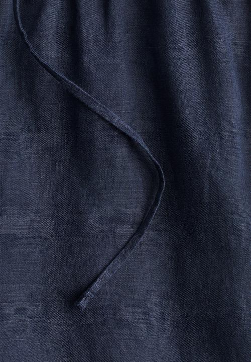 H&M - Linen drawstring trousers - navy blue