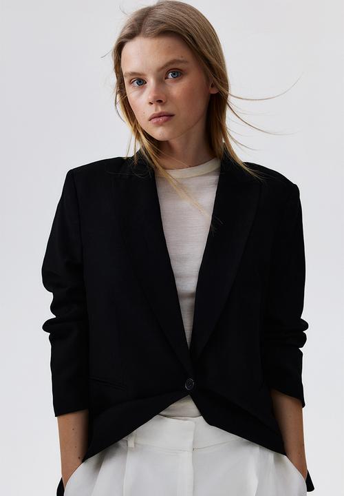 H&M - Linen-blend blazer - black