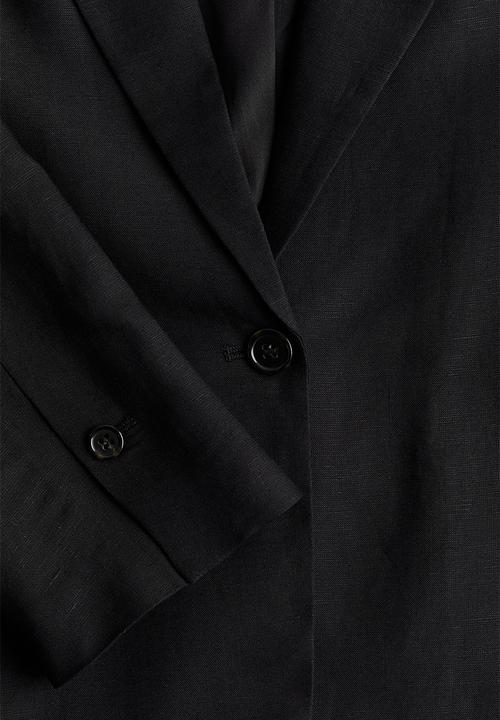 H&M - Linen-blend blazer - black