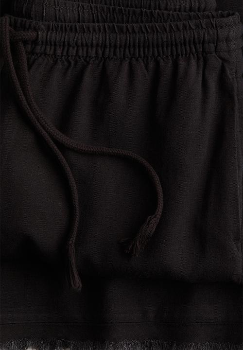 H&M - Linen-blend drawstring trousers - dark grey