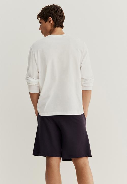 H&M - Relaxed fit knee-length piqué shorts - navy blue