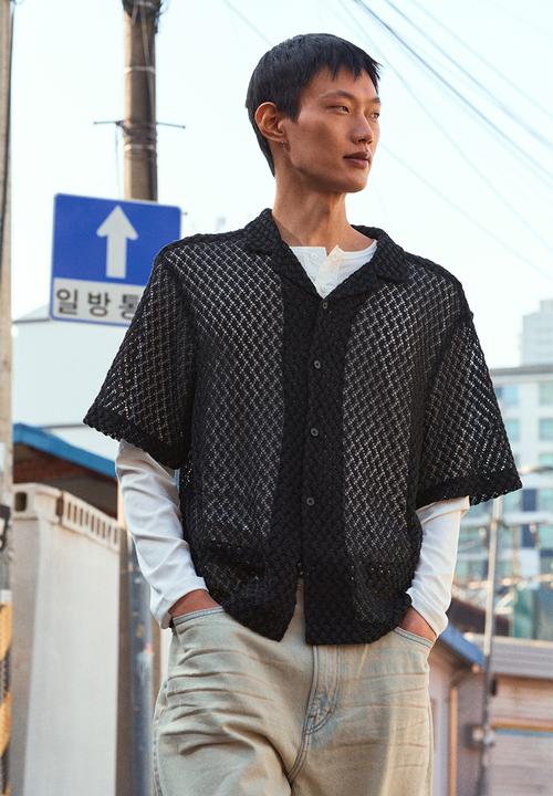 H&M - Loose fit resort shirt - black