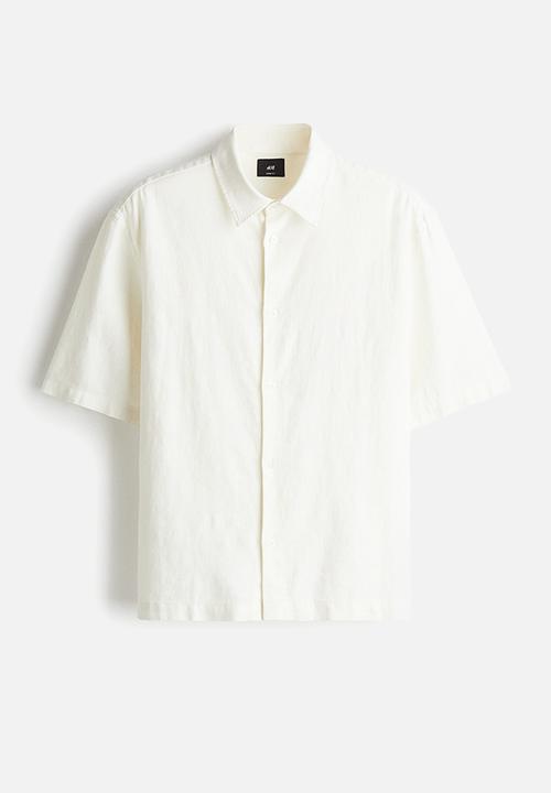 H&M - Loose fit short-sleeved linen-blend shirt - cream