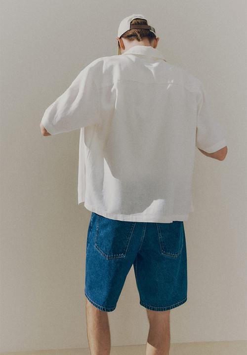 H&M - Loose fit short-sleeved linen-blend shirt - cream