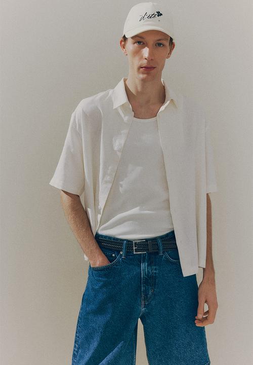 H&M - Loose fit short-sleeved linen-blend shirt - cream