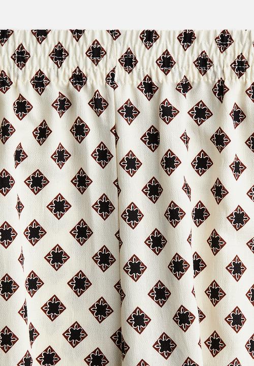 H&M - Wide pull-on trousers - cream patterned