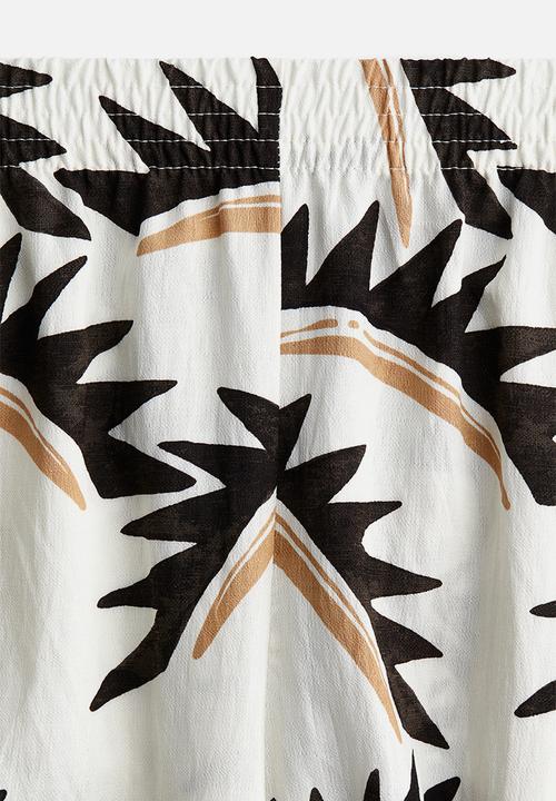 H&M - Wide pull-on trousers - white patterned