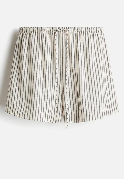 H&M - Drawstring shorts - cream striped