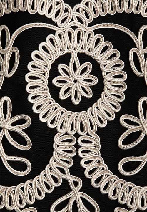 H&M - Embroidered shift dress - black & white