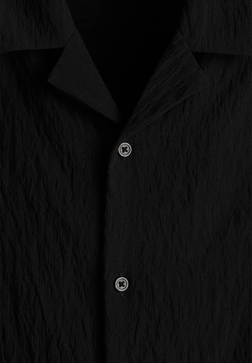 H&M - Loose fit crinkled resort shirt - black