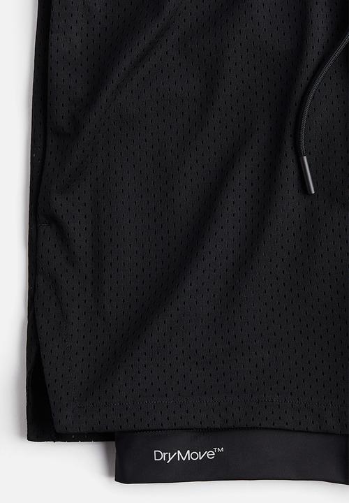 H&M - Mid-length 2-in-1 sports shorts with drymove™ - black