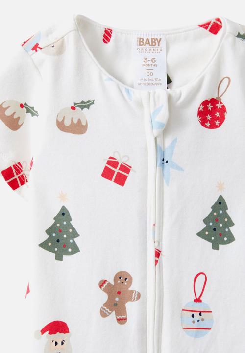 Cotton On - The short sleeve zip romper - vanilla/merry cute