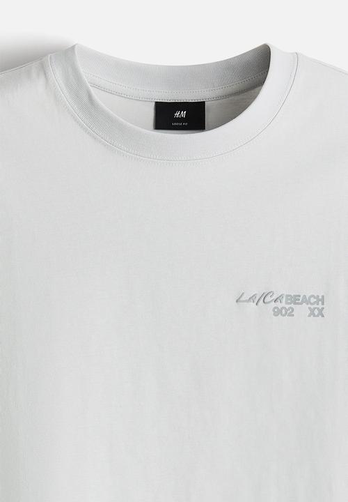 H&M - Loose fit printed t-shirt - light grey beach