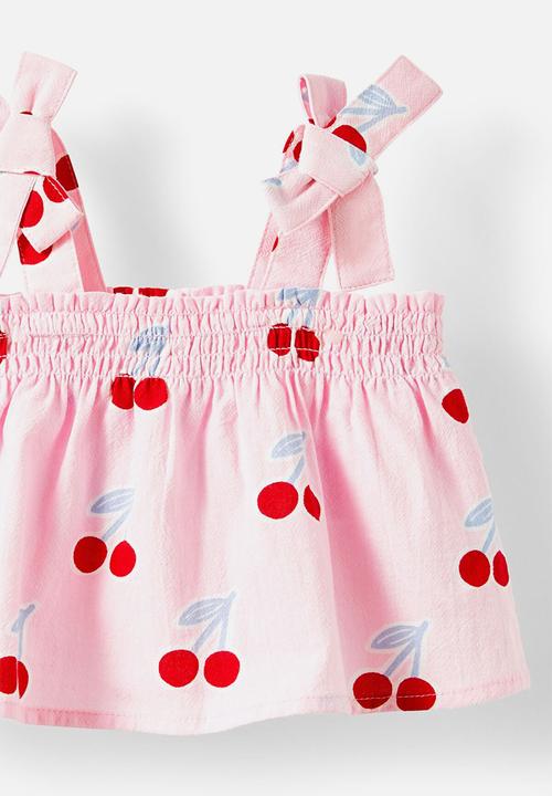 Cotton On - Gigi shirred top - blush pink cherries