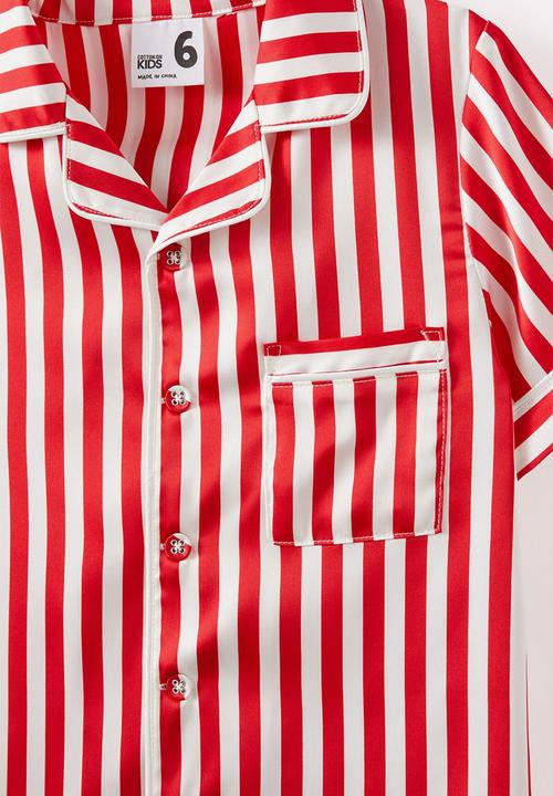 Cotton On - Casey short sleeve pyjama set - poppy stripe/varsity red