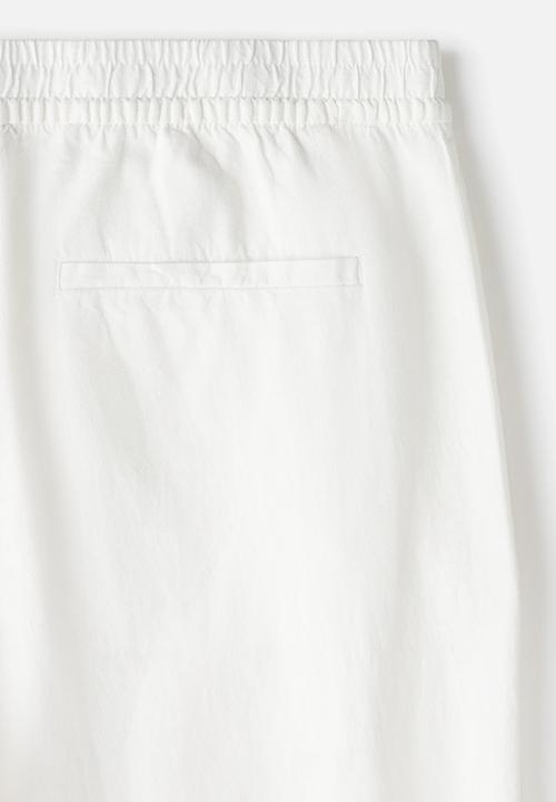 H&M - Regular fit linen-blend trousers - white