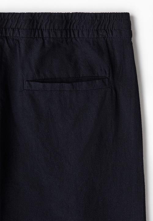 H&M - Regular fit linen-blend trousers - navy blue