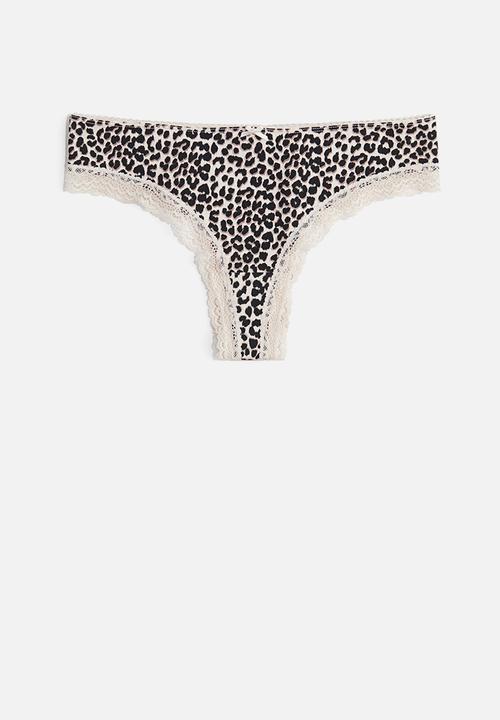 H&M - 5 pack brazilian briefs - light beige leopard print 