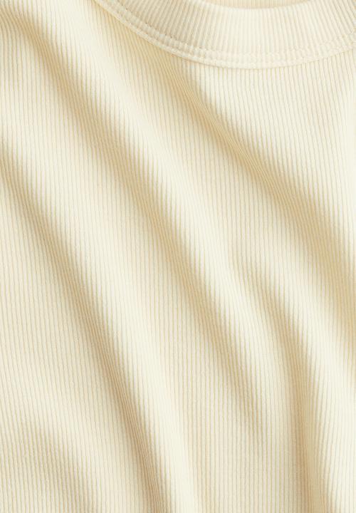 H&M - Ribbed modal-blend t-shirt - pale yellow