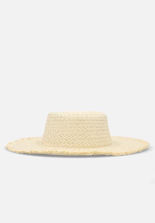Tessa Design - Christina frayed edge straw sun hat - neutral