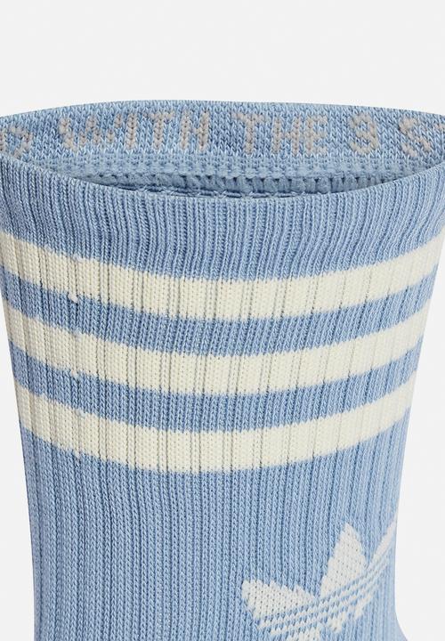 adidas Originals - 3-Stripes Crew Socks 3 Pairs - Wht/Blue/Cream Multi